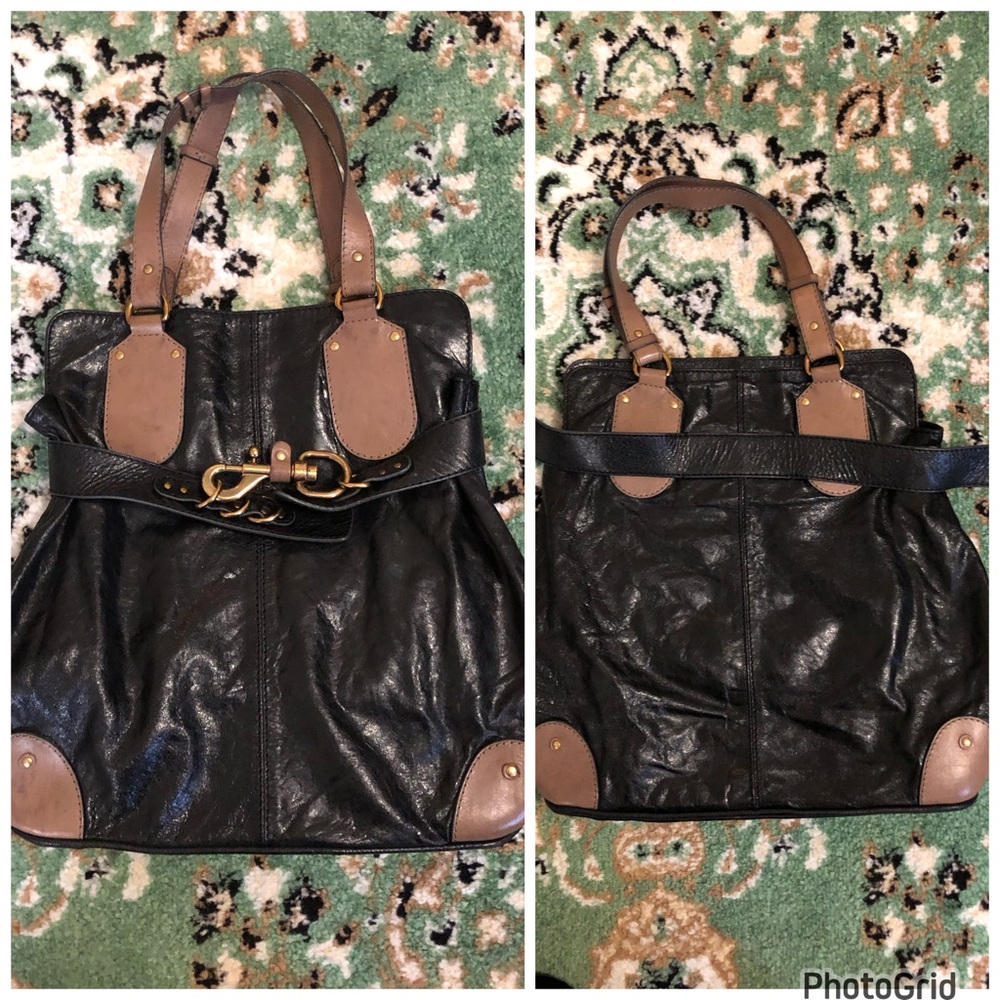 Chloe AUTHENTIC Large Black Leather Clasp Front Bag - Picture 2 of 16